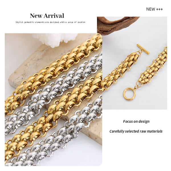 Överdrivet halsband Trendiga Coola Kvinnor Halsband Armband GULD Gold Necklace-Necklace