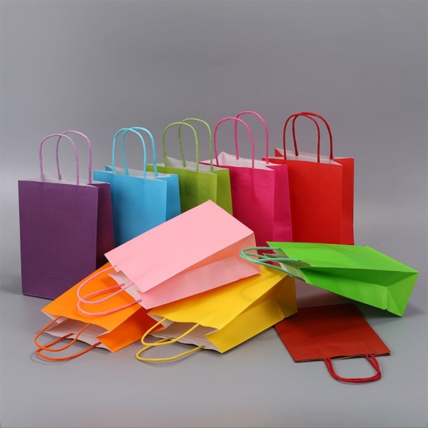 6 kpl värillisiä voimapaperikasseja, suorakaiteen muotoisia lahja PINK Pink
