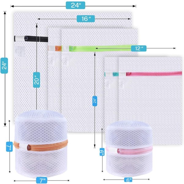 7 STK Mesh Vaskeposer Lingeri Tasker Undertøj Vaskepose 7pcs