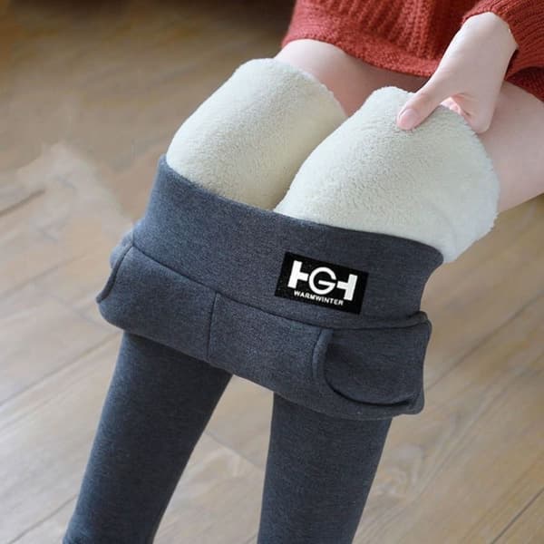 Fleecefodrade Leggings Vinterleggings LJUSGRÅ L Light Grey L