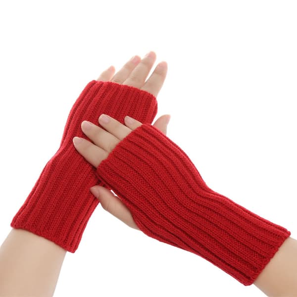 Långstickade handskar Fingerless vantar Armvärmare SVART black