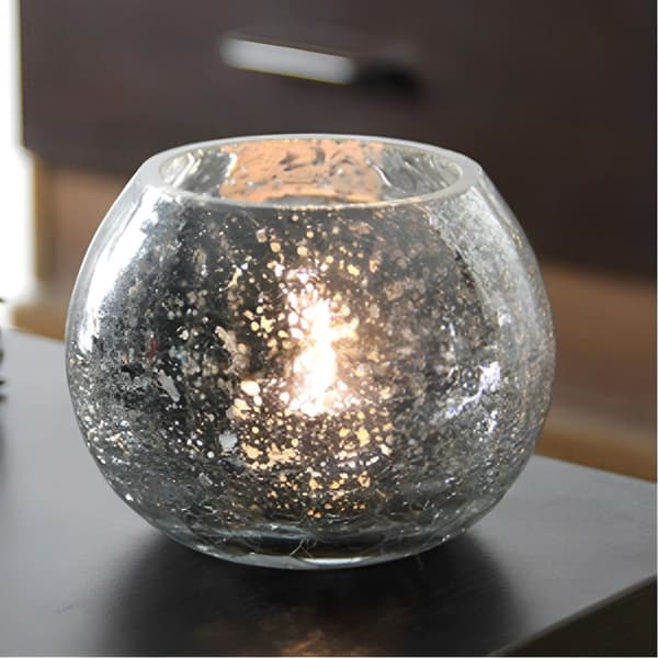 Ball Glas Ljushållare Aromaterapi Ljuskopp SILVER Silver