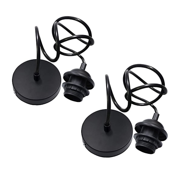 2st E27 Lamphållare Mini Pendelljussats Svart