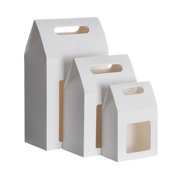 6 Stk Papir Gavepakke Slik-indpakningspose Klar PVC-vindue brown 19.5x13.5x8cm
