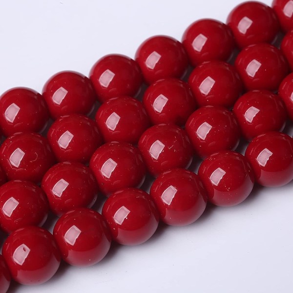 47 stk Røde Glasperler Runde Løse Perler Afstandsperler