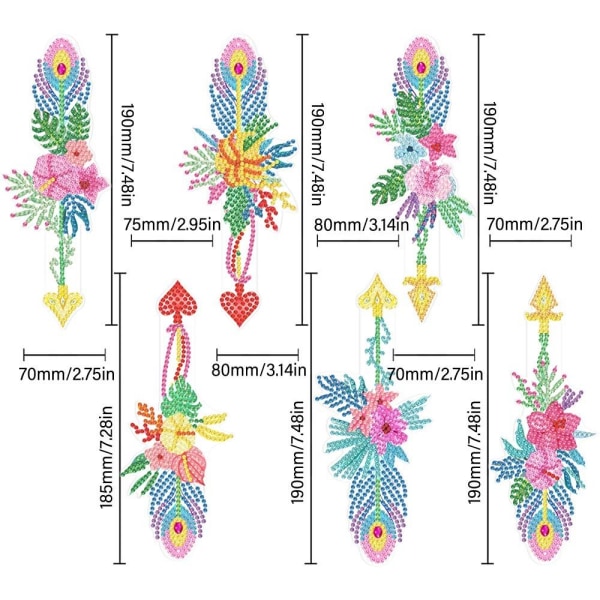 6 STK/Sæt Fjerbogmærke Diamantmaleri Bogmærke 02 02 02
