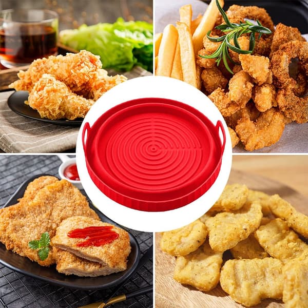 Rund Silikone Gryde Til Air Fryer SORT black