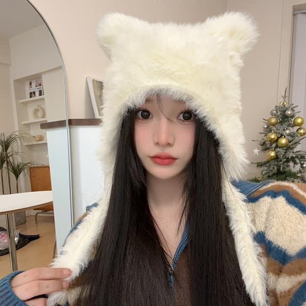 Cat Ears Hat Beanies Cap SVART black