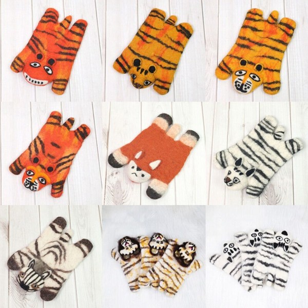 Håndlavet uldfilt glasbrik Animal dækkeserviet ORANGE TIGRE ORANGE Orange Tigers
