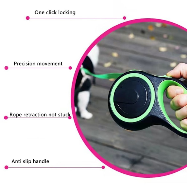 Uttrekkbar hundebåndtrening Hundebånd ROSA Pink