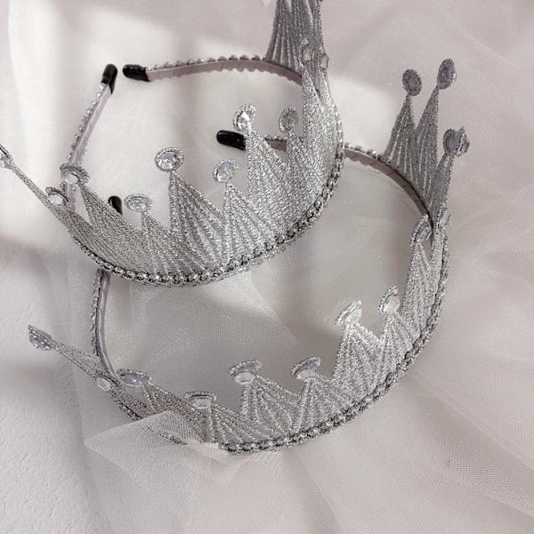 Princess Hårband Garn Krona SILVER silver