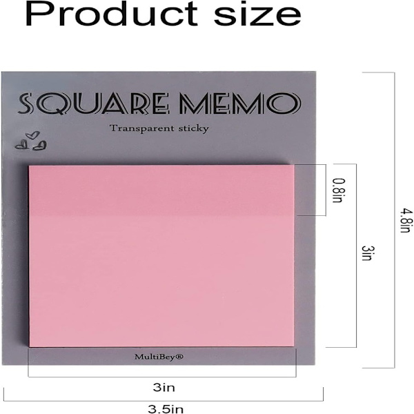 Multibey Transparent Sticky Notepads Rosa självhäftande memo
