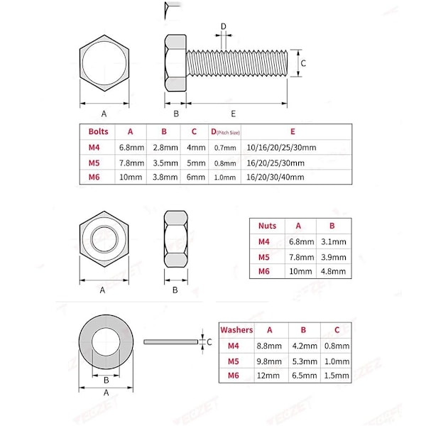 620 STK Bolter og muttere Flat & Lock Skiver Sortiment Rustfritt