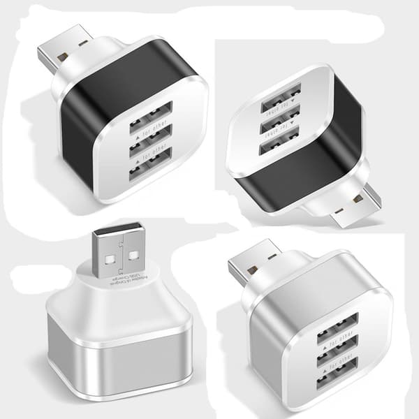 USB 2.0 Hub Mobiltelefonladdare SILVER silver