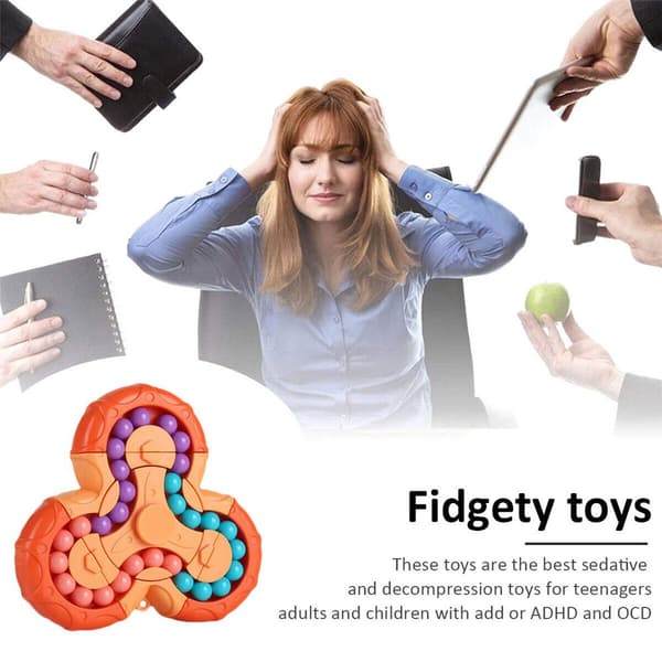 Roterande Magic Bean Fingertop Puzzle Beads Development Toy blå
