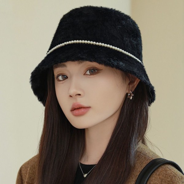 Plysch Buket Hat Fisherman Hat SVART black