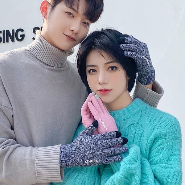 Stickade handskar Pekskärmsvante RÖD Red