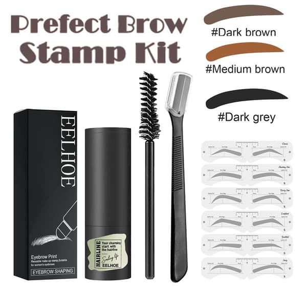 One Step Øjenbryns Stempel Kit Dark Grey