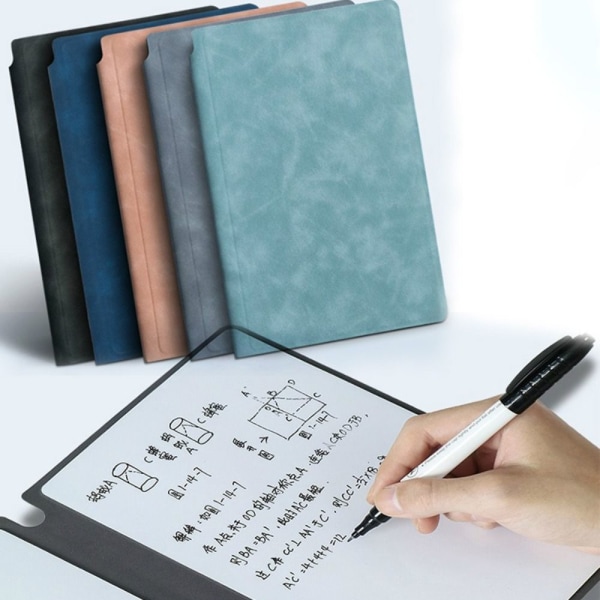 Tavle-notatbok med tavlepenn som sletter klut BLÅ Blue