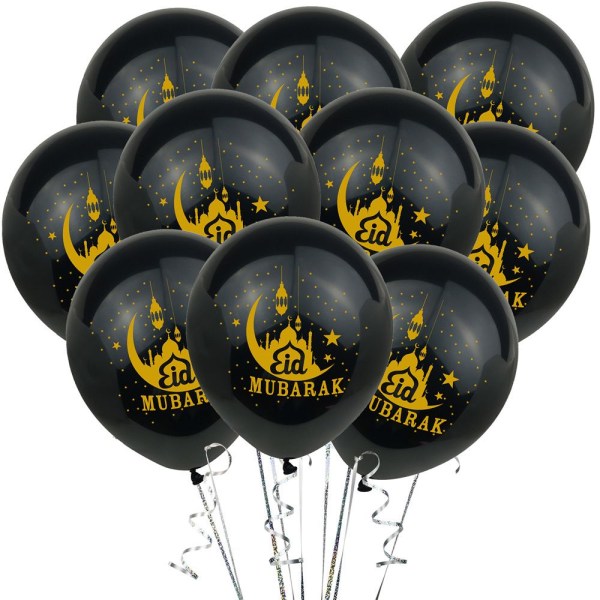 Eid Mubarak Ballonger Festdekor SVART 10ST black 10PCS