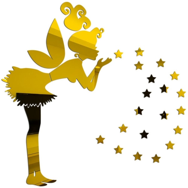 1 SET spegel väggdekal 3D Fairy Star Dekaler GULD gold