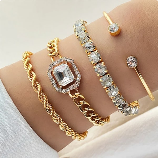Luksuriøse armbånd til kvinder Crystal Shiny Chain GOLDEN GOLDEN golden