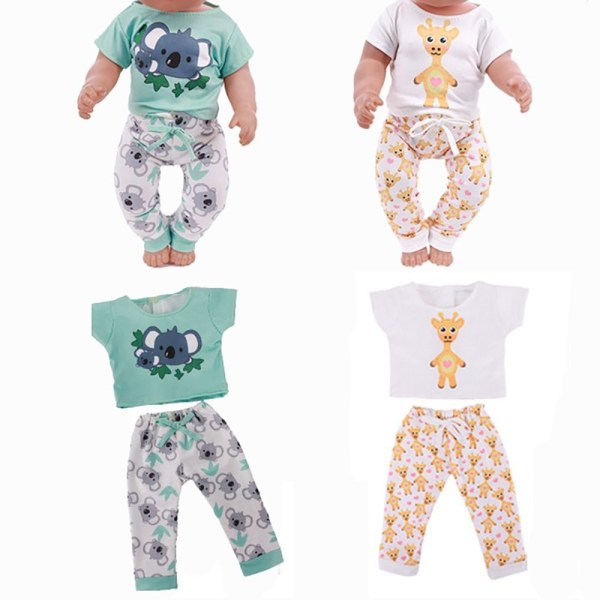 2ST/ Set Doll Pyjamas Skjorta Byxor 4 4 4