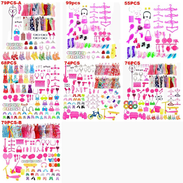 1 set Random Nukke Vaatteet Asusteet Kengät Mekko 99 KPL 99 KPL 99PCS