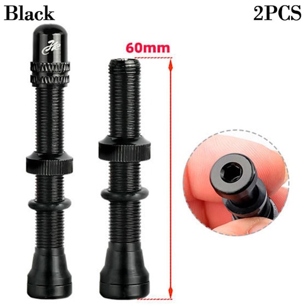 1/2 st Schrader A/V-ventiler Amerikansk ventil SVART 60MM2ST 2ST Black 60mm2pcs-2pcs
