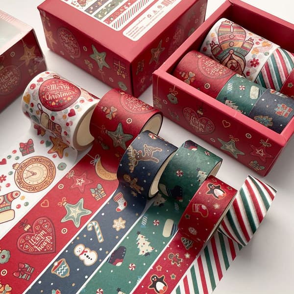 6 st/set God Jul Washi Tejp Boxförpackad