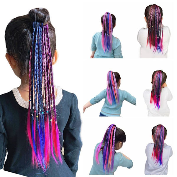 2kpl Peruukki Ponytail Peruukki Hiuspunokset SININEN SININEN Blue