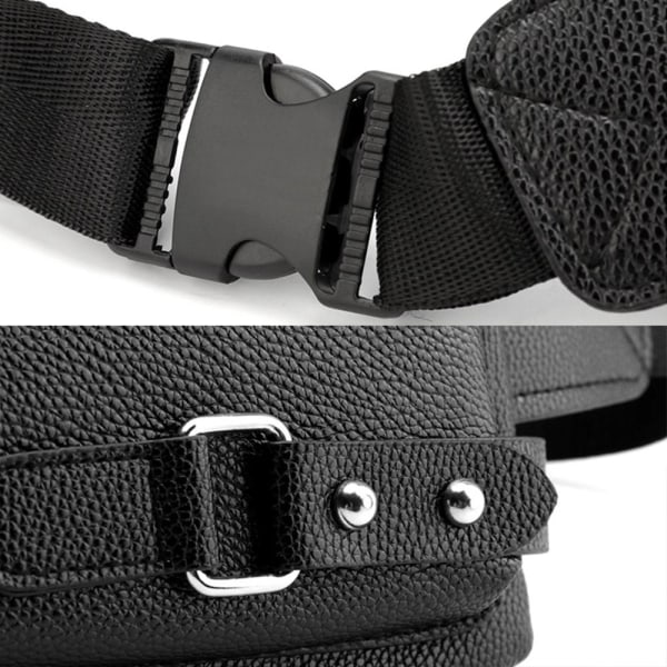 Läder midjeväska Fanny Pack SVART L Black L