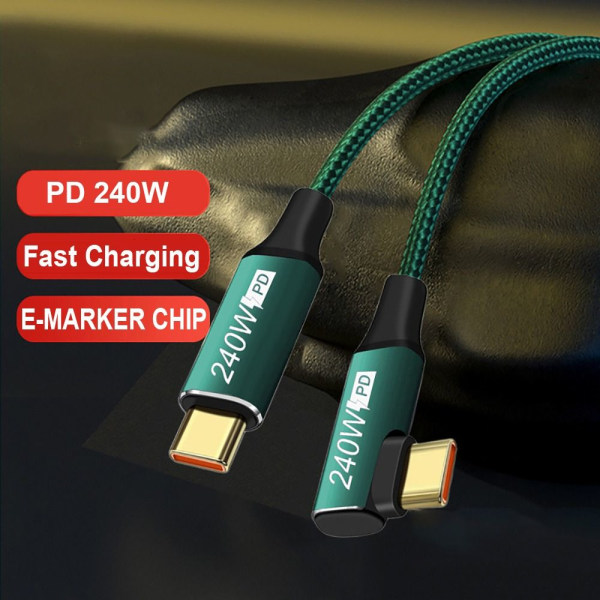 USB C Snabbladdningskabel PD 240W SVART 0,5M Black 0.5m