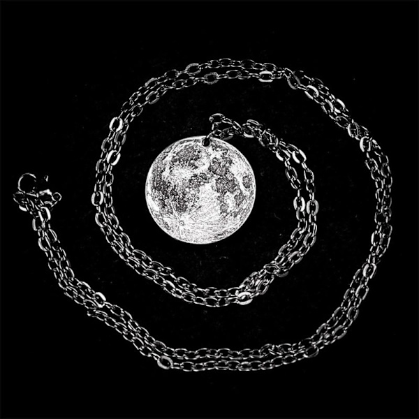 Moon Surface Coin Pendant Halsband Långt halsband 1 1 1