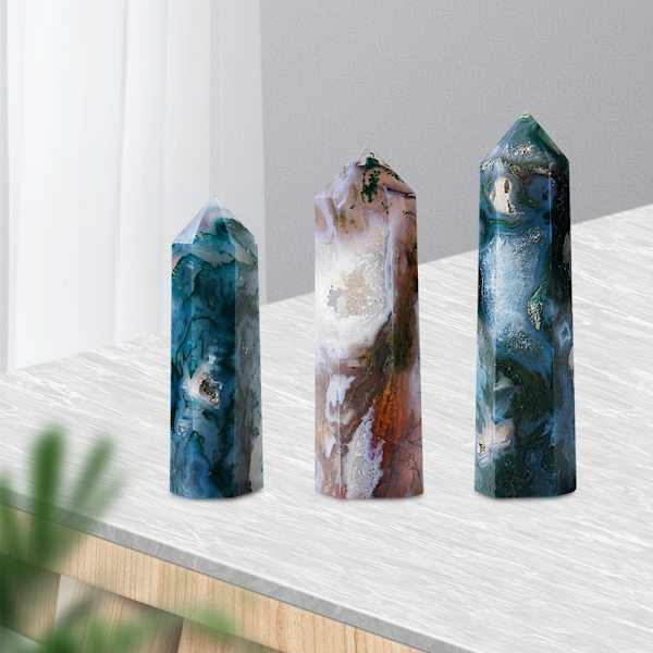 1kpl Moss Agate Natural Crystal Point 5-6cm 5-6cm