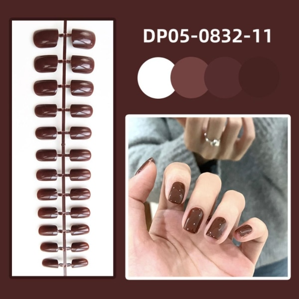 24stk Kort Square Head False Nails Glanset Bærbare falske negler DP05-zh315-16