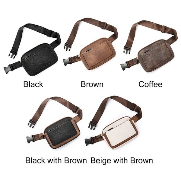 Lær Fanny Packs for Dame Dame Belteveske SVART MED BRUNT Black with Brown