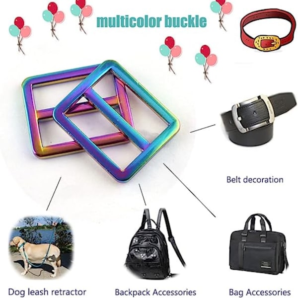 10 STK Rainbow Slide Strap Spænde Pung Hardware Slide Spænde