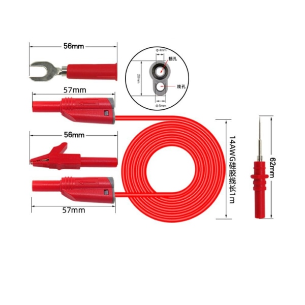 25 ST Bananplugg silikontestledningssats U-typ Harpunspade