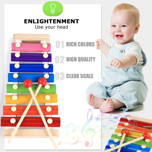 8 skala leksak Xylofon Montessori pedagogisk leksak