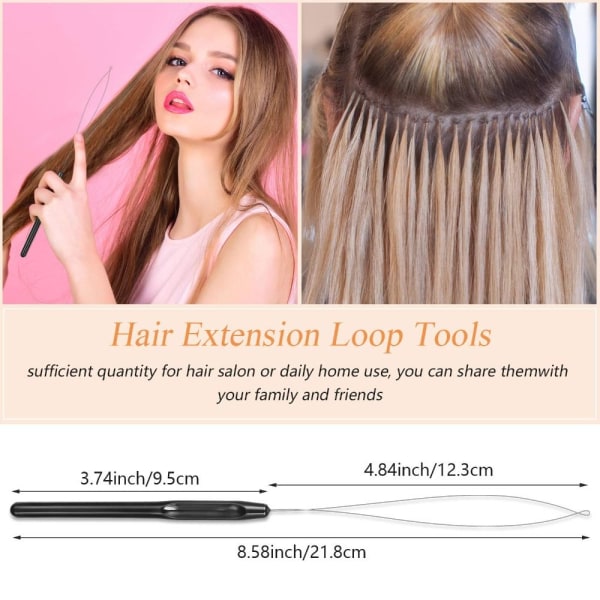 20 stk Hair Extension Loop Nåle Loop Tools Threader Trækker
