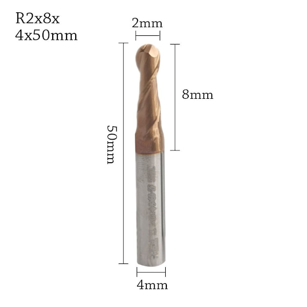 Endfræser Fræser Fræser R2X8X4X50MM R2x8x4x50mm