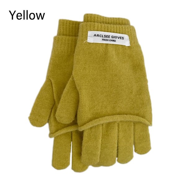 Stickade handskar Handledshandskar GUL yellow