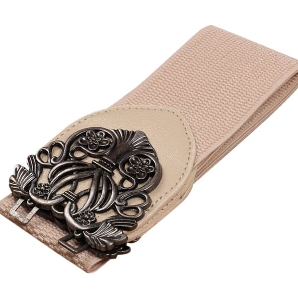 Bredt elastisk midjebelte Retrospenne midjebånd GAMMEL SØLV-BEIGE Old silver-beige