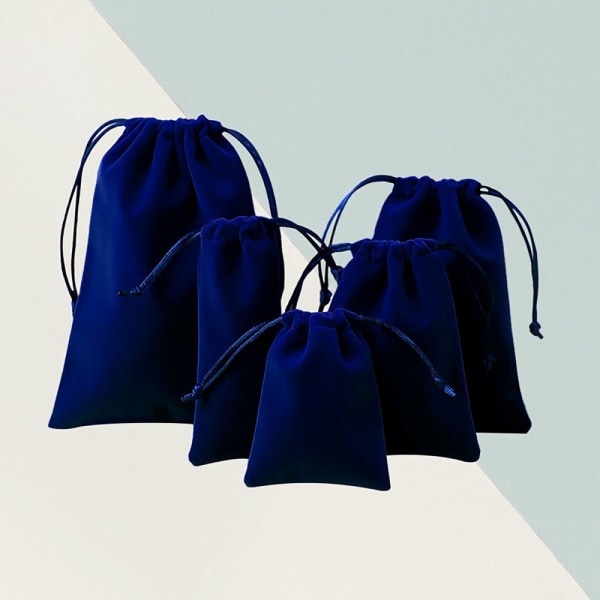 6 stk Fløjlssnørepose Taske Smykkeemballage Taske BLÅ blue