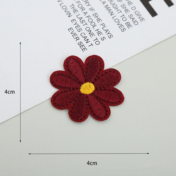 40 STK Blomsterbroderede Patches Broderipuder GUL yellow