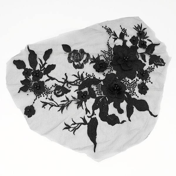 Brudekjole Trim Broderi Tyll Applikasjon Perle SVART Black