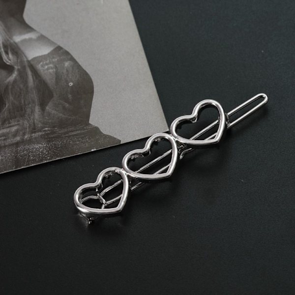 2kpl Hollow Love Heart Hiusneula-sivuklipsit SILVER silver