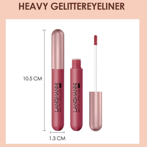 6 färger Lip Gloss Matte Liquid Lip Stick Makeup Långvarig Vattentät