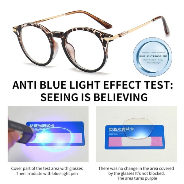Anti-Blue Light lukulasit Pyöreät silmälasit RUSKEA VAHVUUS Brown Strength 400